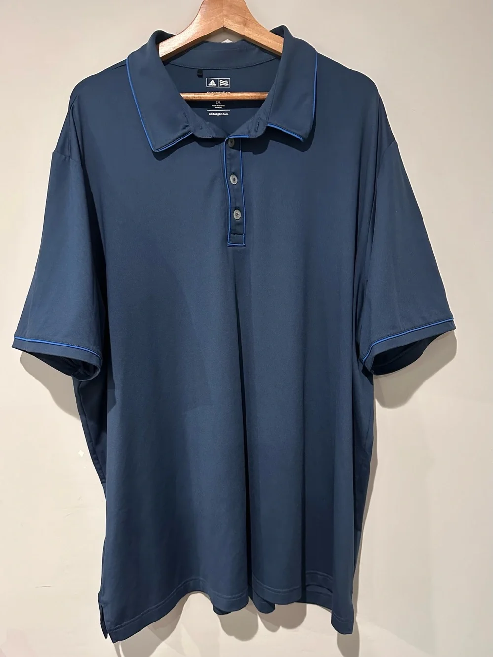 adidas Men’s Navy Polo with Blue Contrast Piping